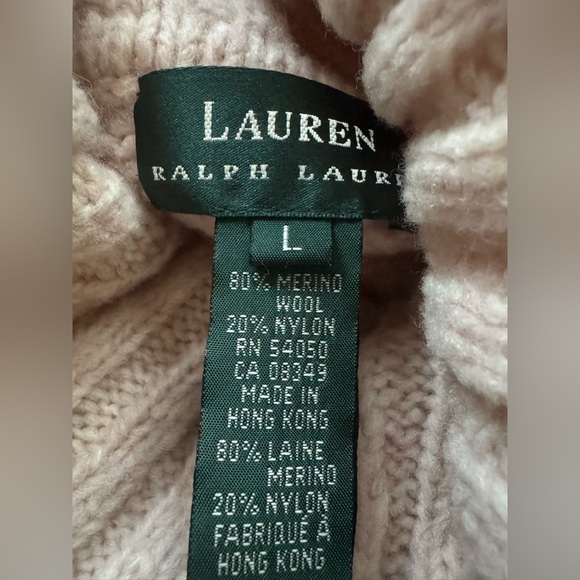 Lauren Ralph Lauren Merino Wool Turtleneck Sweater pink L - Picture 7 of 7